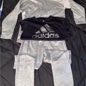 Adidas Gray and Black Kids Tracksuit Set